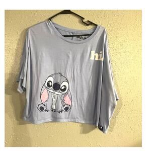 Disney Stitch Women's Oversized Crop Top xl 16-18 oversized Shirt Blue Soft